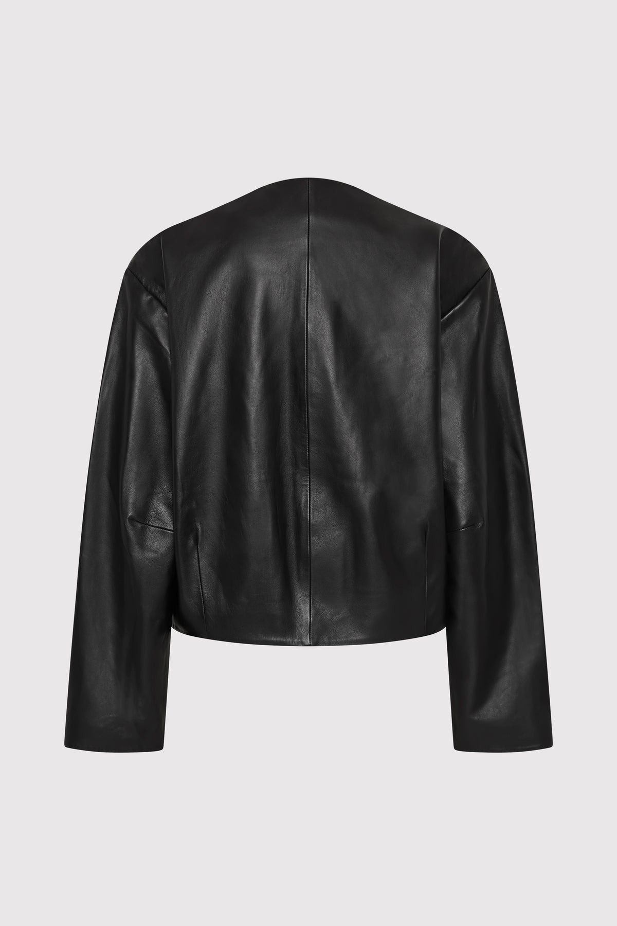 Utility Cocoon Leather Bomber - Black - 11