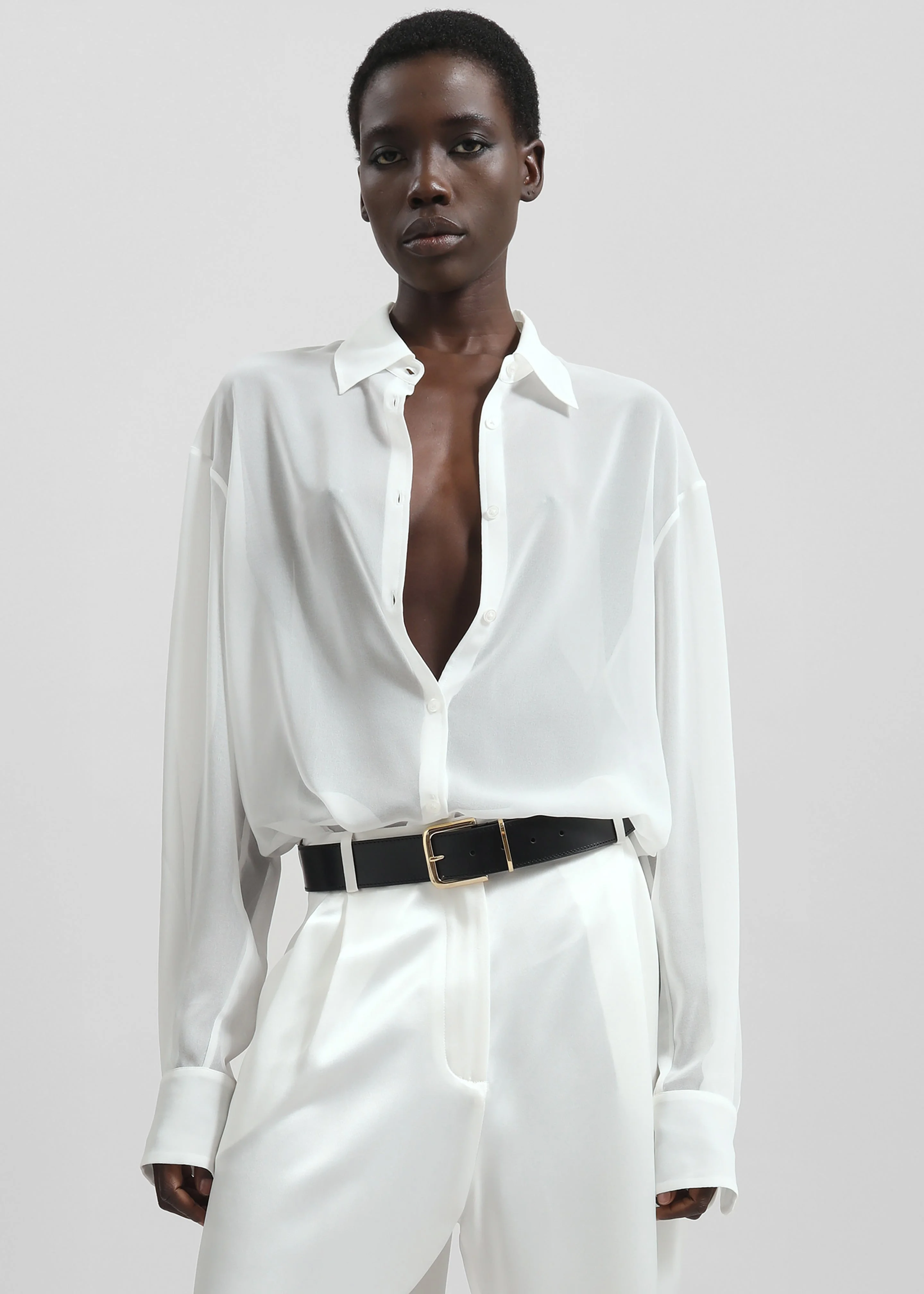 Peri Georgette Shirt - White - 1