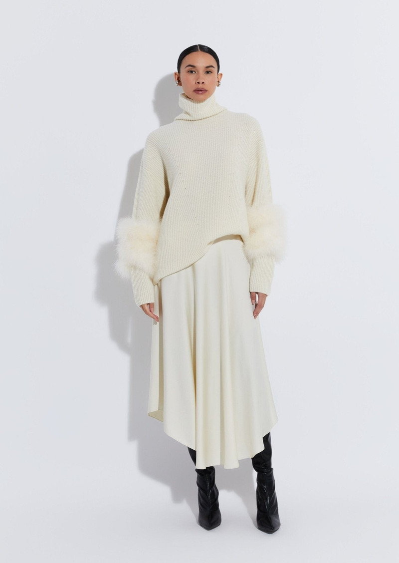 LAPOINTE Airy Cashmere Silk Turtleneck With Marabou Feathers outlook