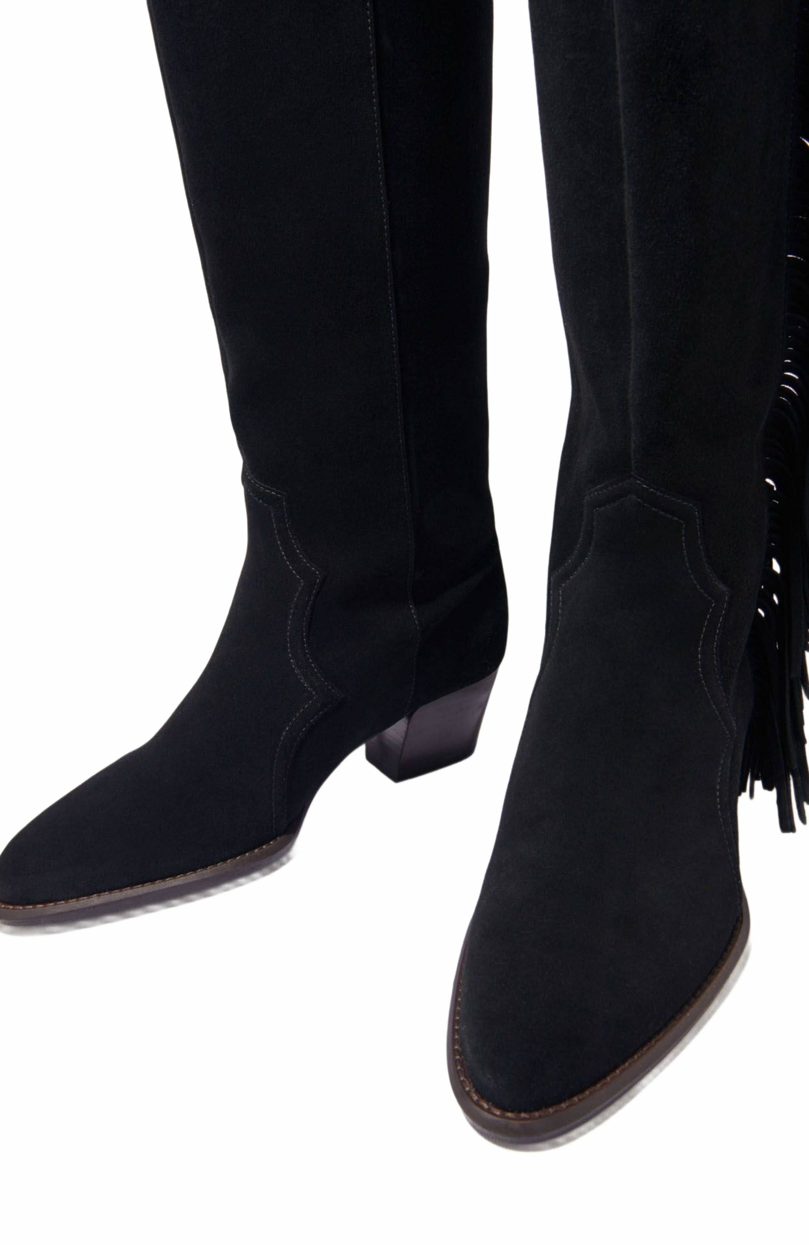 maje Fringed suede cowboy boots in Black at Nordstrom - 7