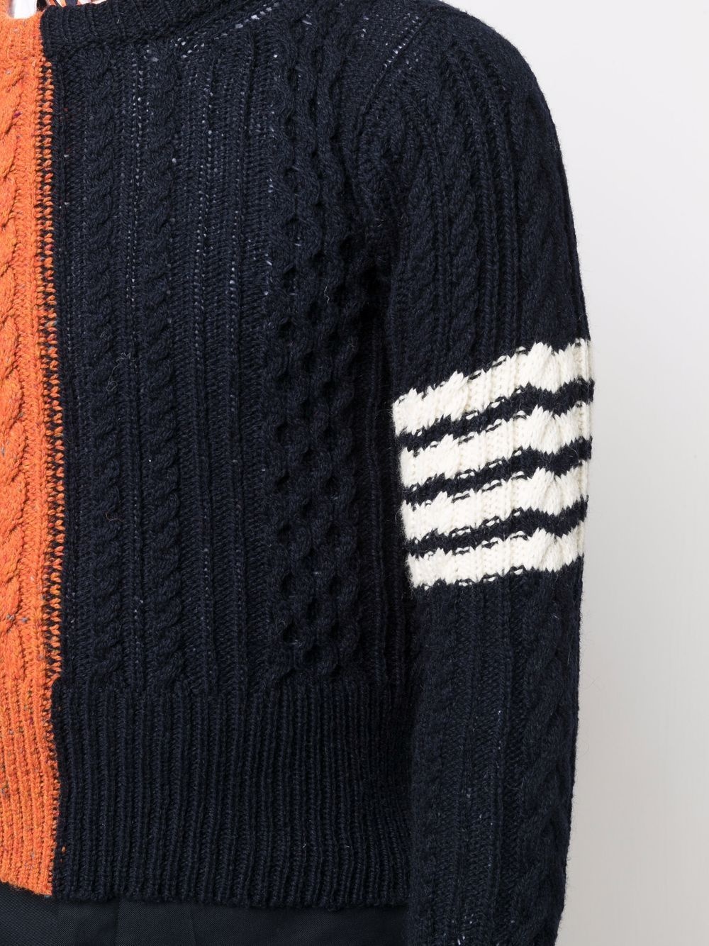 two-tone cable-knit jumper - 5