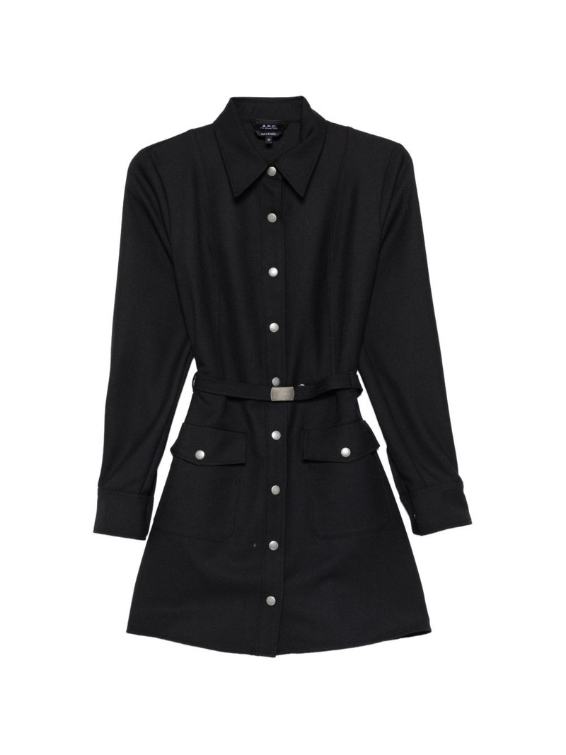 buttoned belted mini shirt dress 1