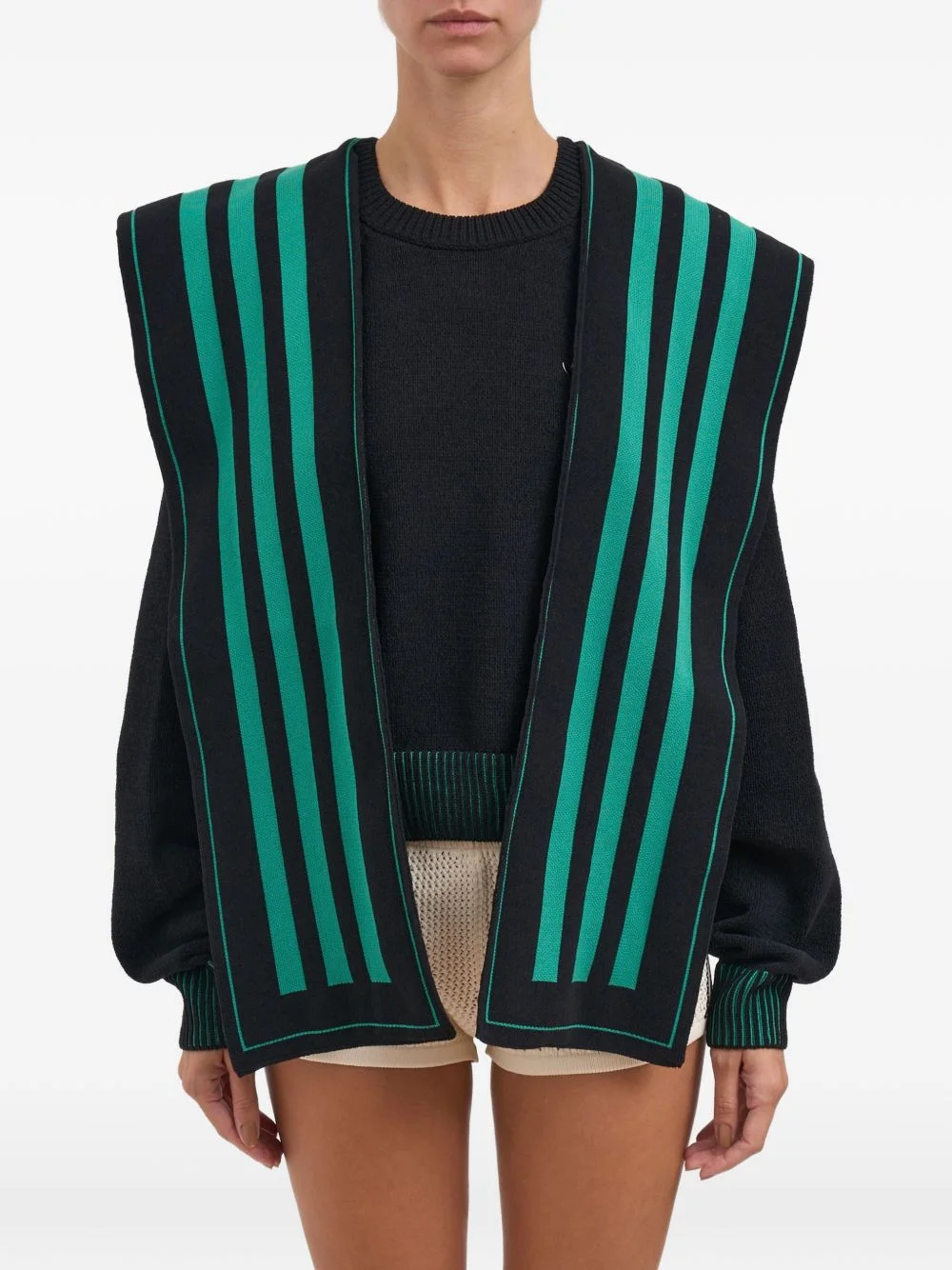 striped hooded sweater - 1