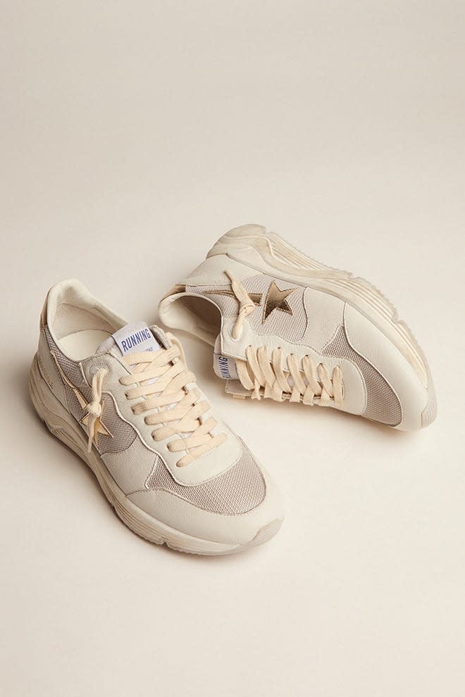 【Golden 】 Running Sole Mesh Silver Star(27-28.5cm) Women's Running Sole in mesh and nubuck with silver metallic