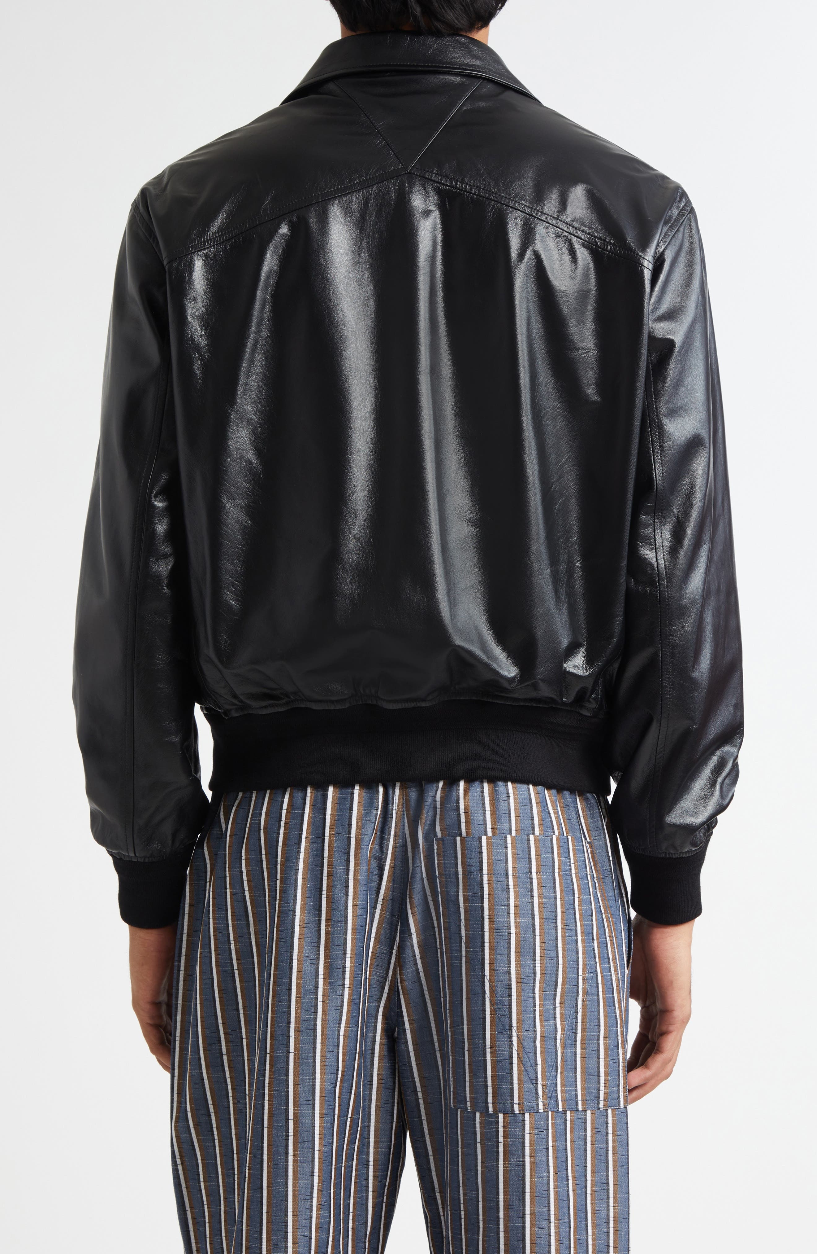 Bottega Veneta Lambskin Leather Blouson Jacket in 1000 Black at Nordstrom - 3