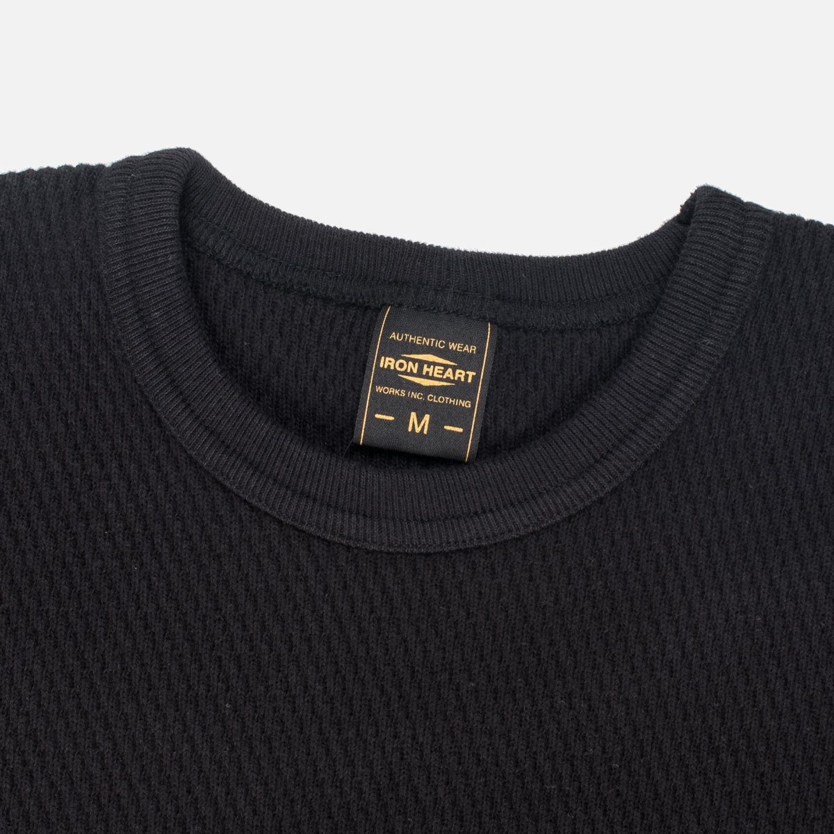 IHTL-1700-BLK Cotton Knit Crew Neck Long Sleeved Thermal Sweater - Black - 4