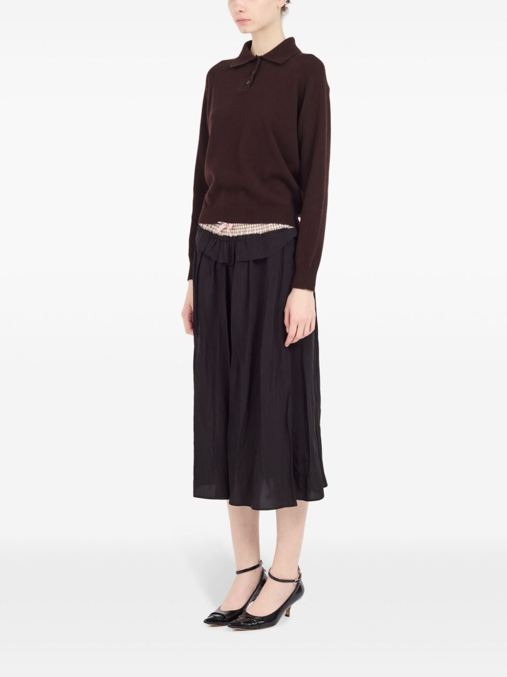 polo collar ribbed knit top - 7