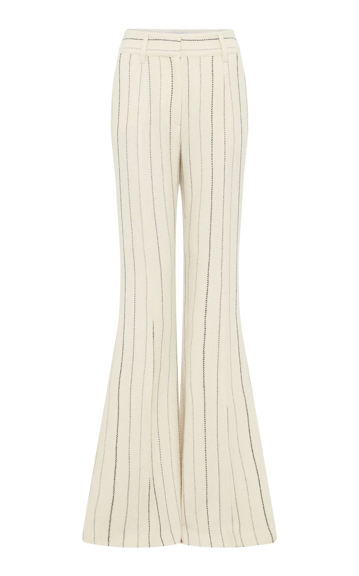 Rhein Flare Pant in Ivory Multi Pinstripe Wool Cashmere - 1
