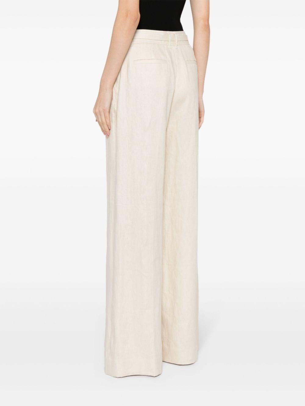 pleat-detailing linen tailored trousers - 4