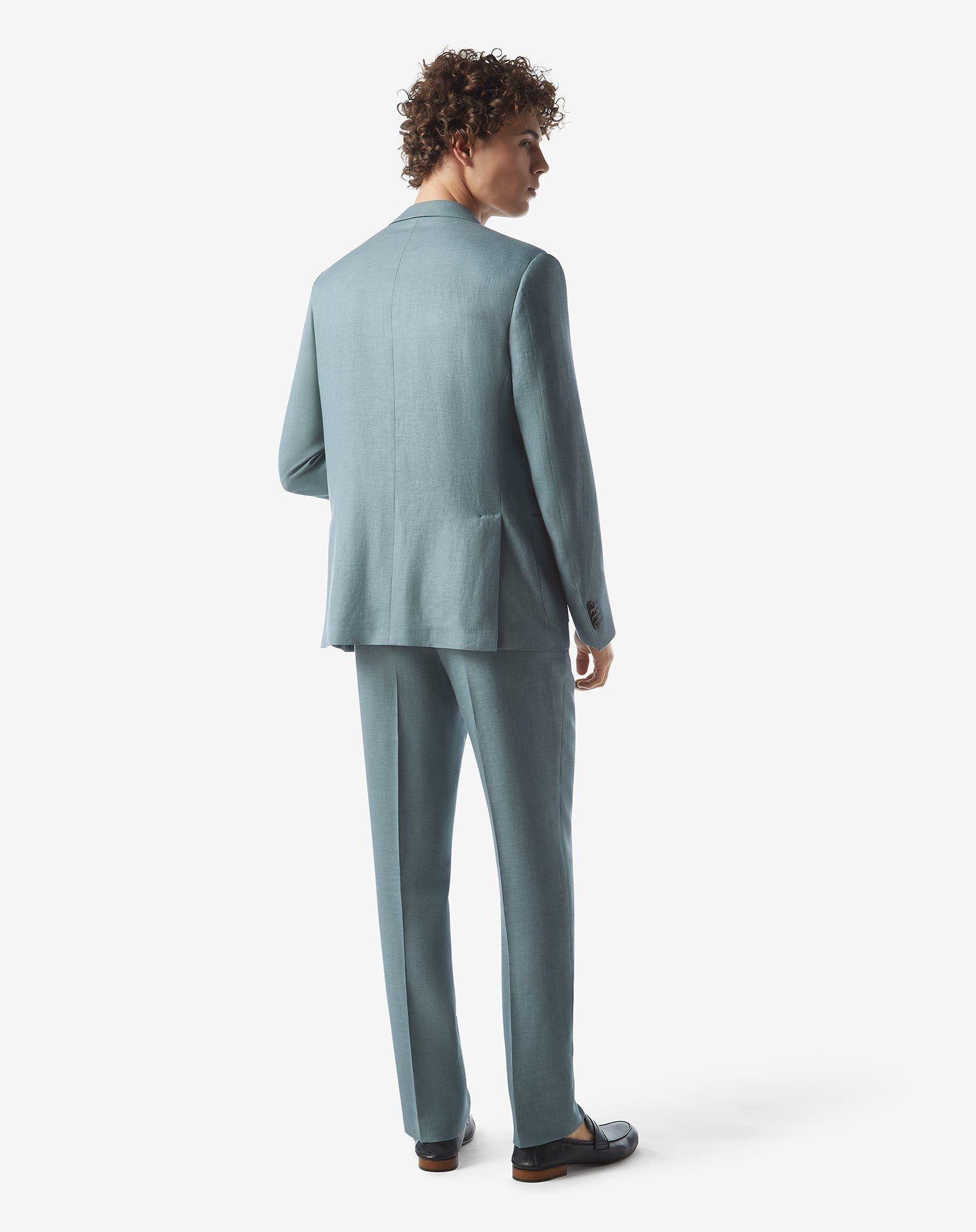 Aviator blue wool, linen and silk suit - 3