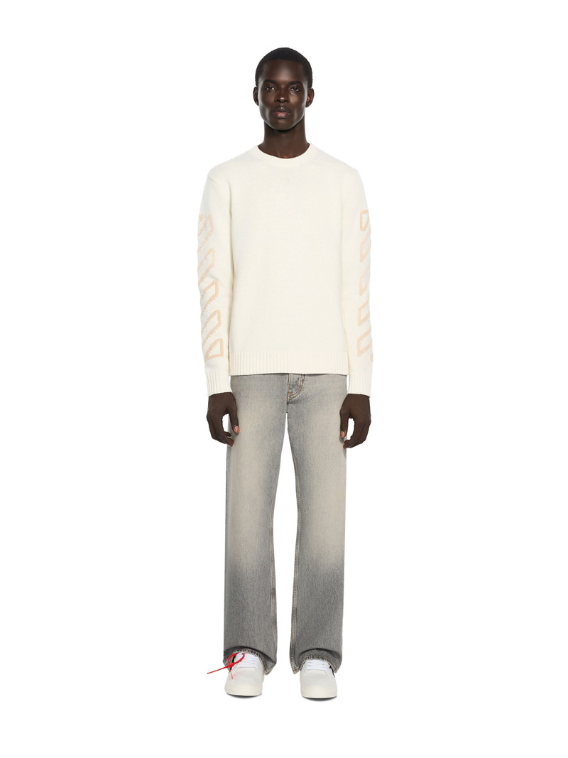 Diagonal Arrow Fuzzy Knit Crewneck - 1