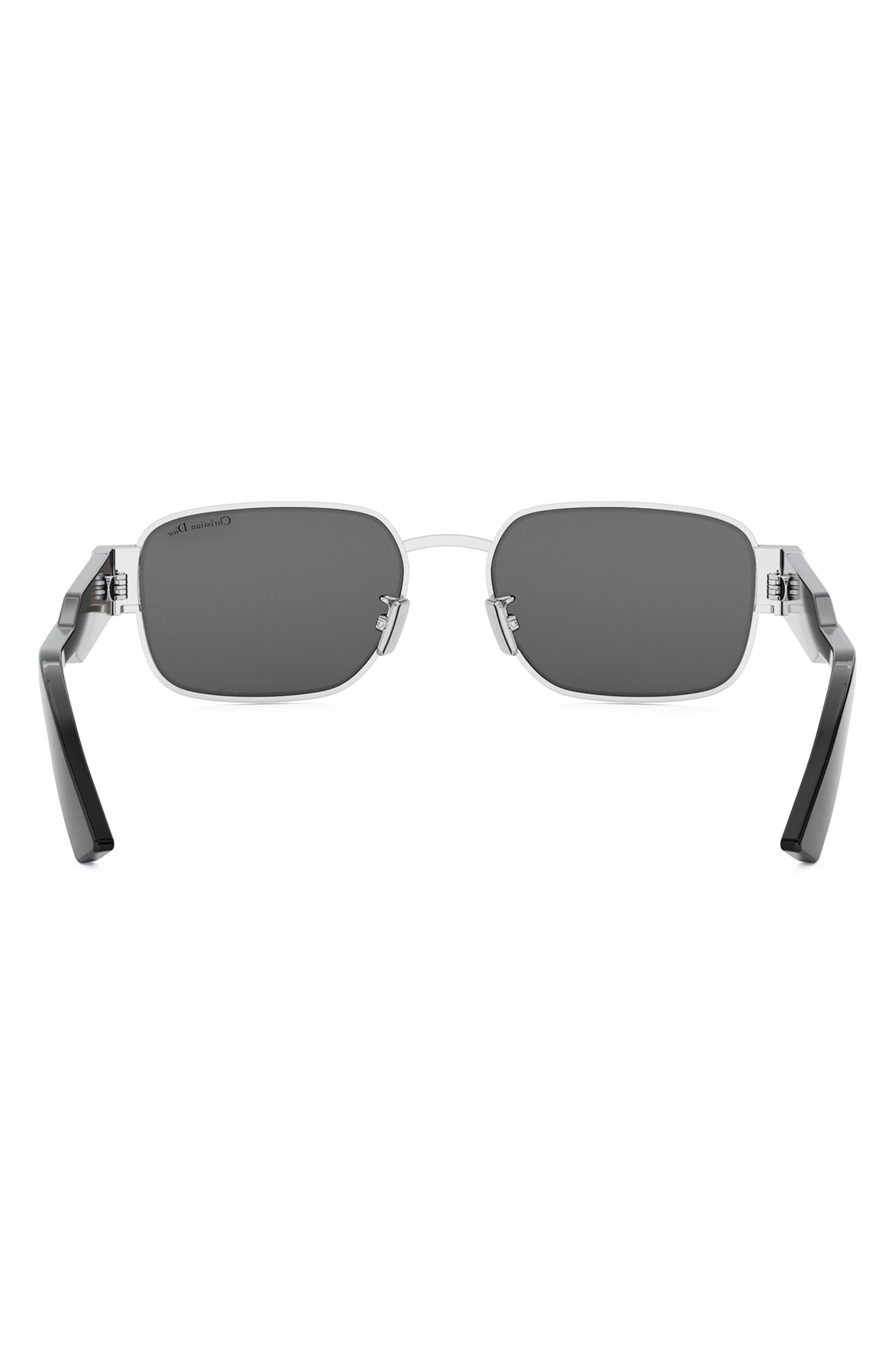 'Christian Dior Label S2U Rectangle Sunglasses in Shiny Palladium /Smoke at Nordstrom - 4