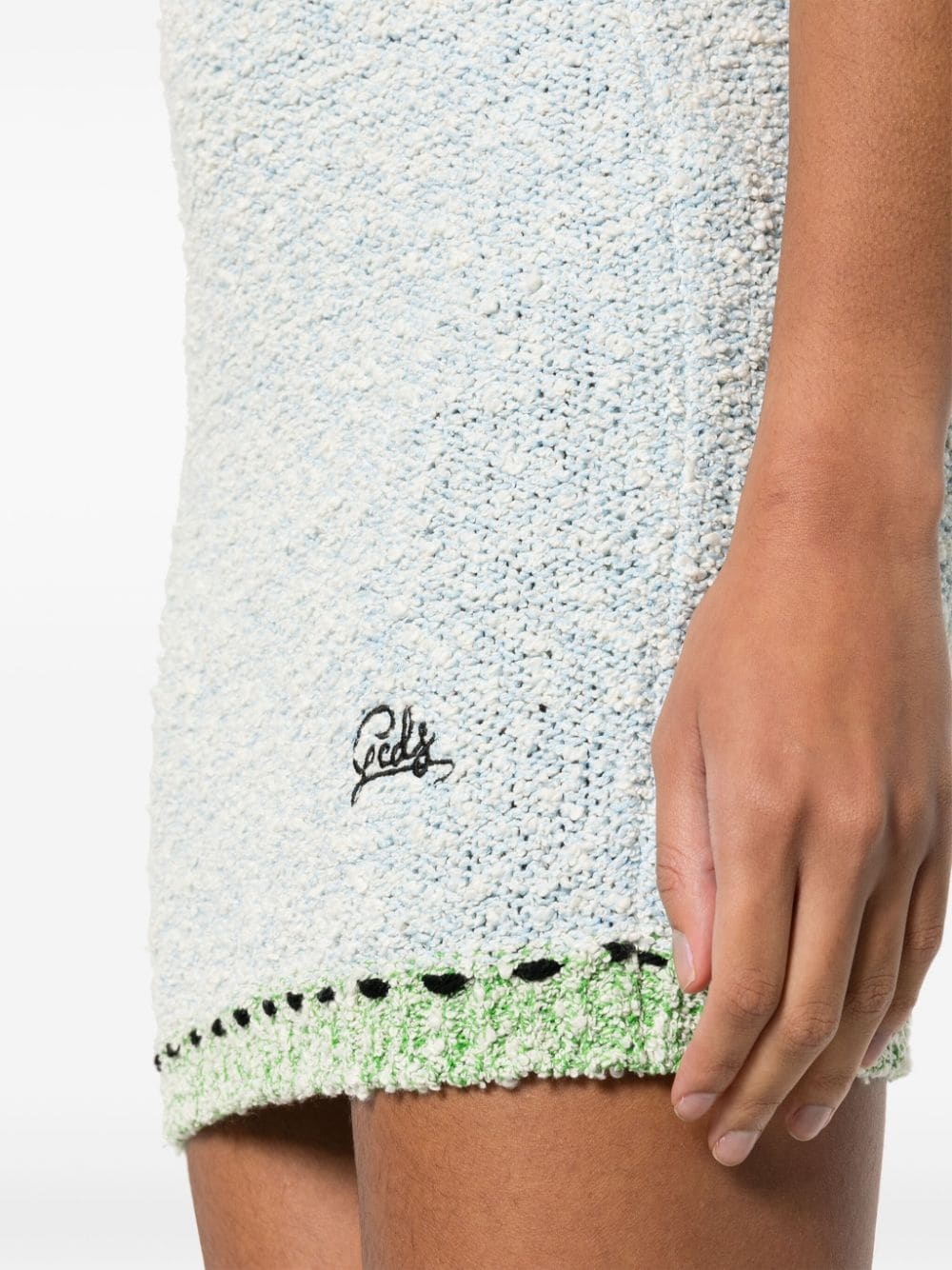 logo-embroidered bouclÃ© mini skirt - 5