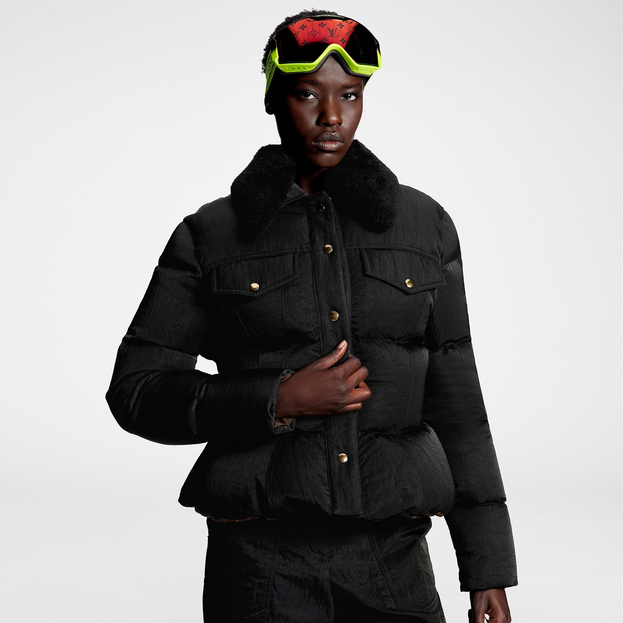 Crinkled Nylon Peplum Puffer Jacket - 5
