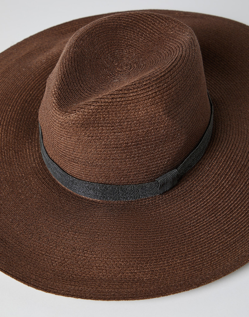 Brunello Cucinelli Hemp and cotton hat with precious band outlook