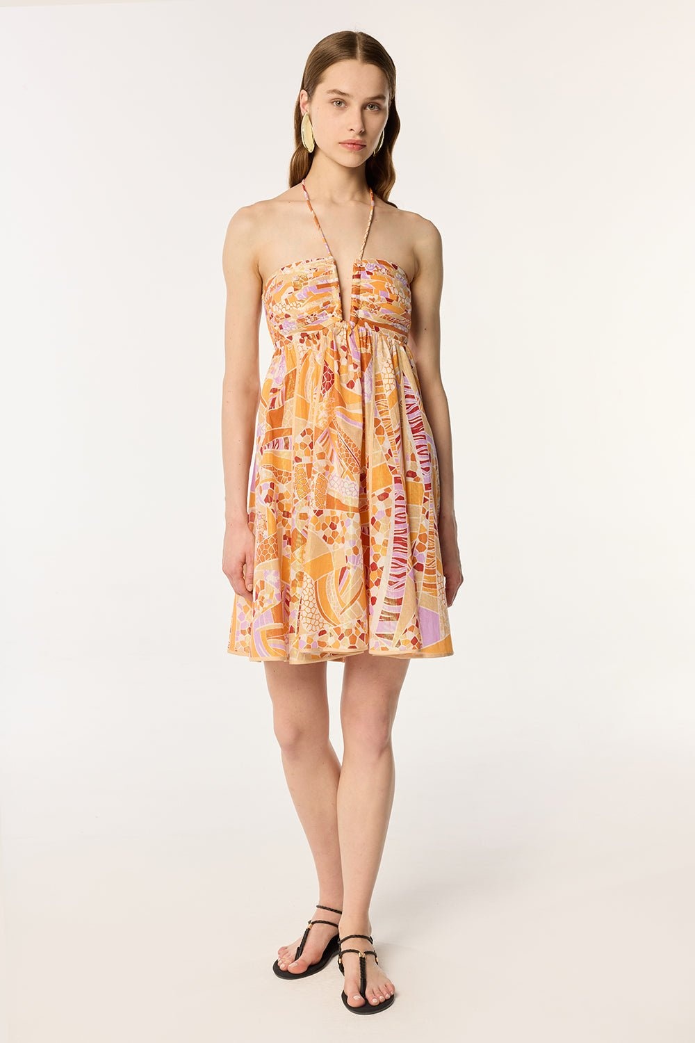 Mini Dress Cycas - Orange Mosaic - 1