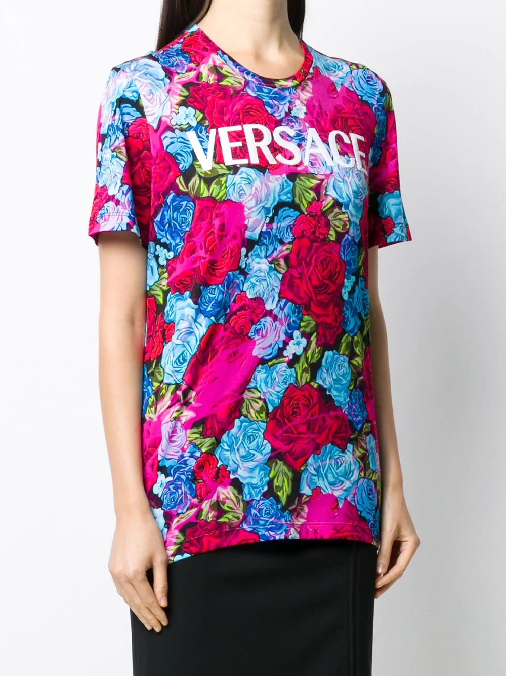 rose-print slim-fit T-shirt - 3