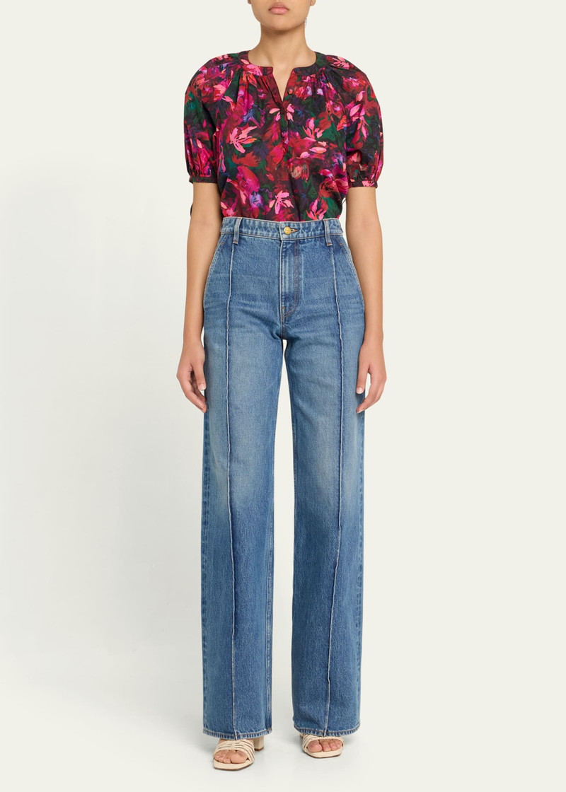 ULLA JOHNSON Vienne Floral Puff-Sleeve Blouse outlook