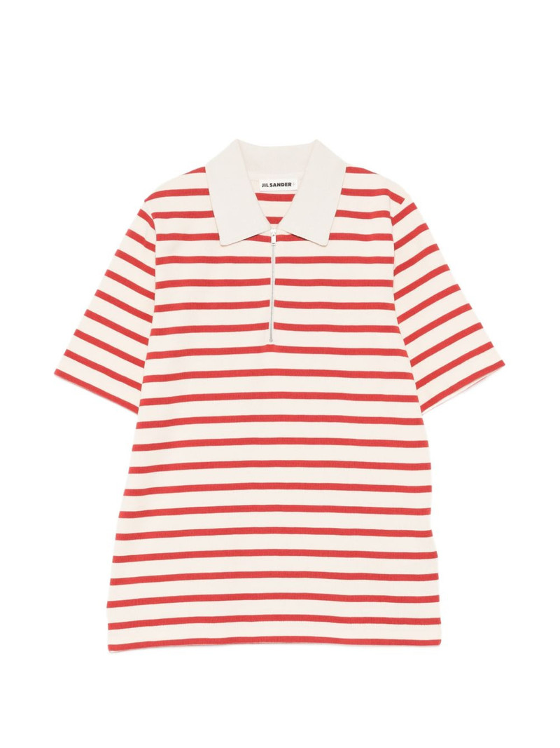 striped zip-up polo shirt 1