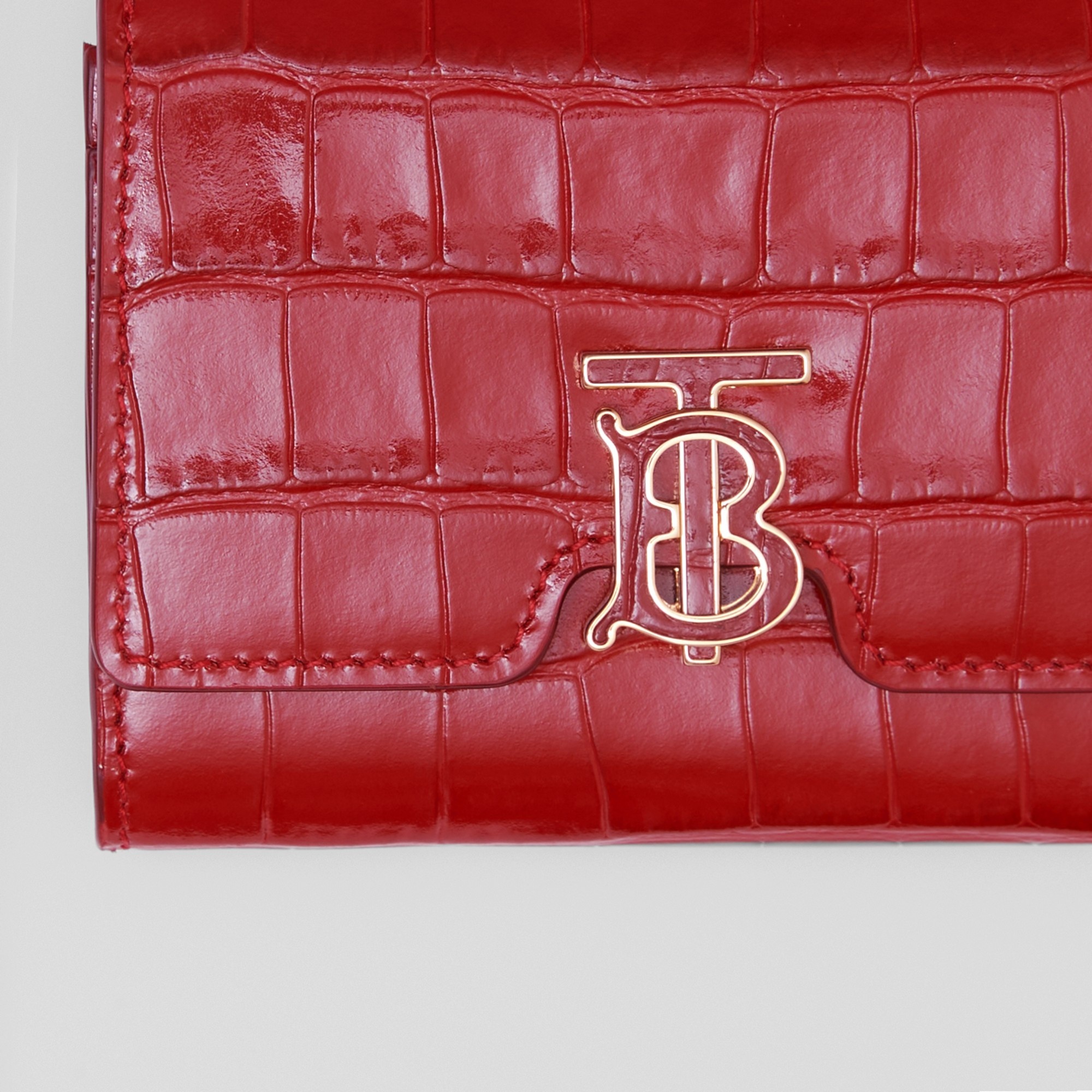 Embossed Leather TB Compact Wallet - 2
