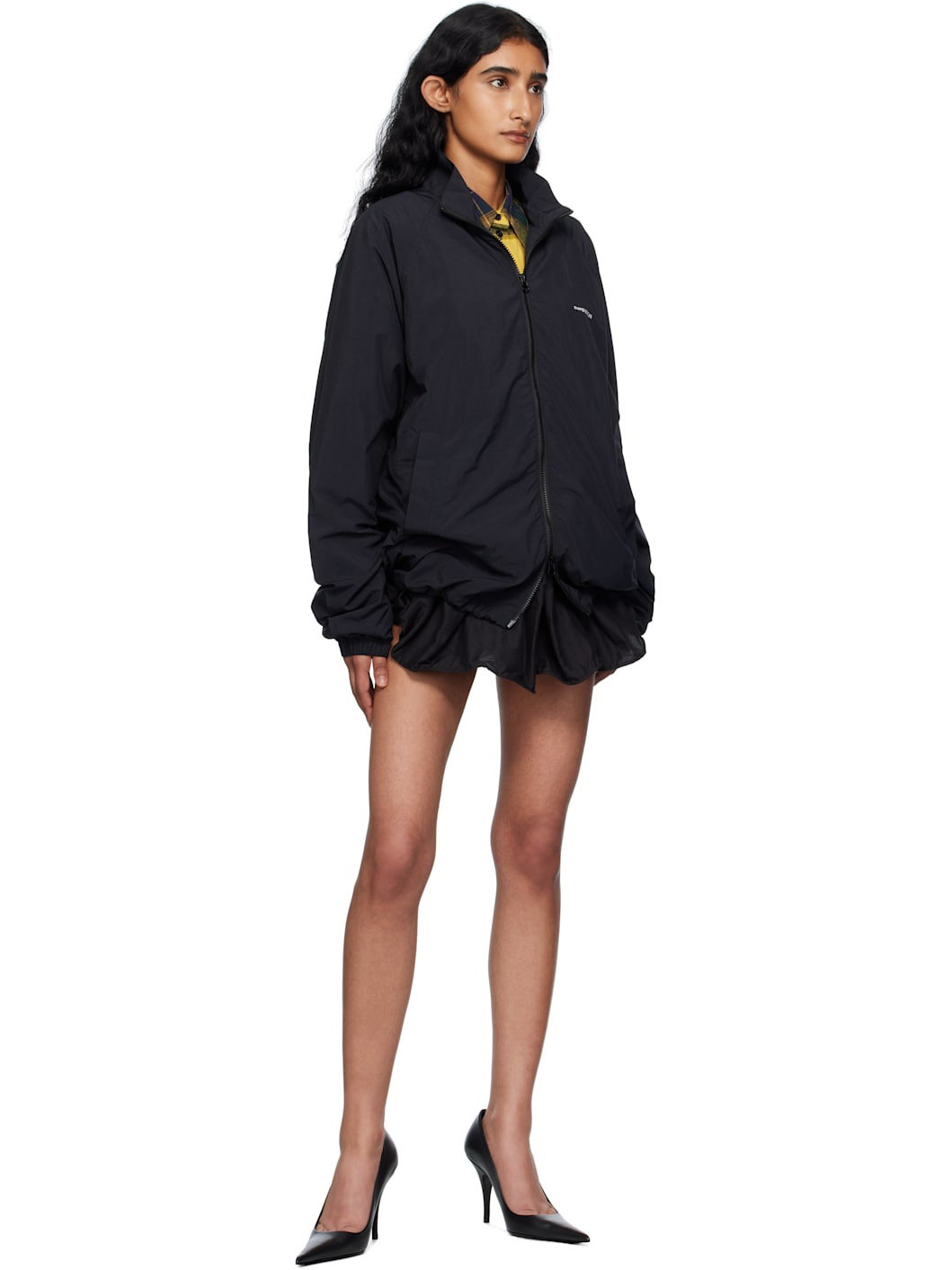 Black Logo Printed Windbreaker Jacket - 4