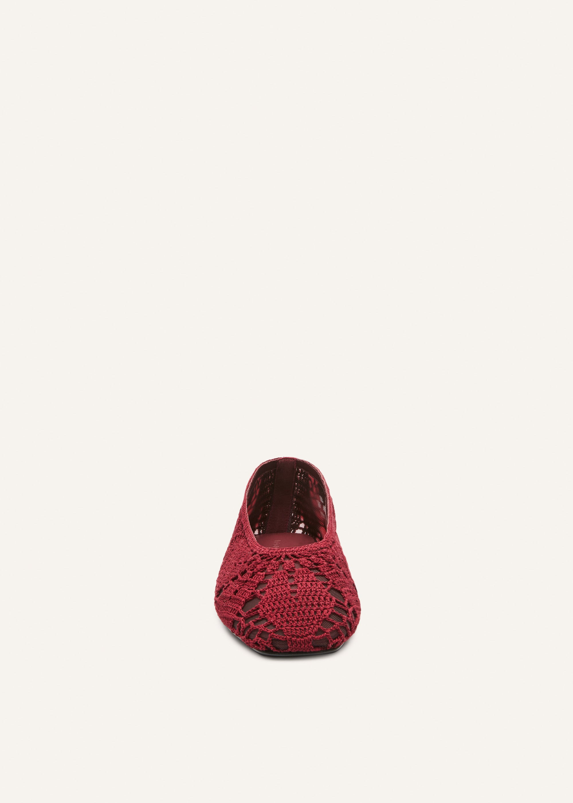 Crochet ballet flats in burgundy - 3