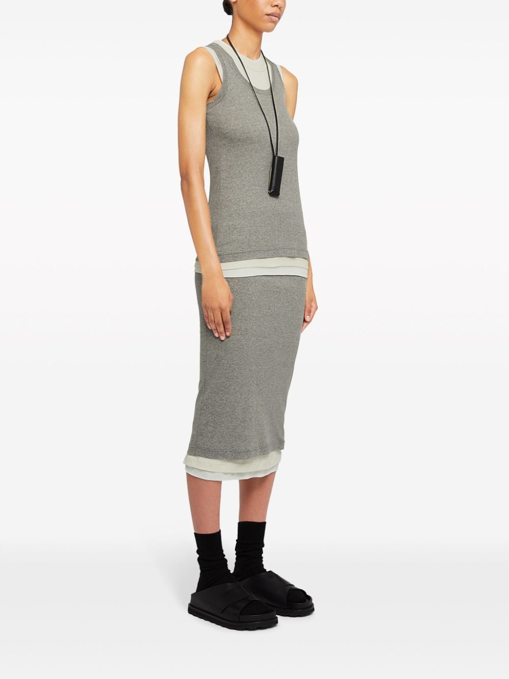 layered jersey midi skirt - 3