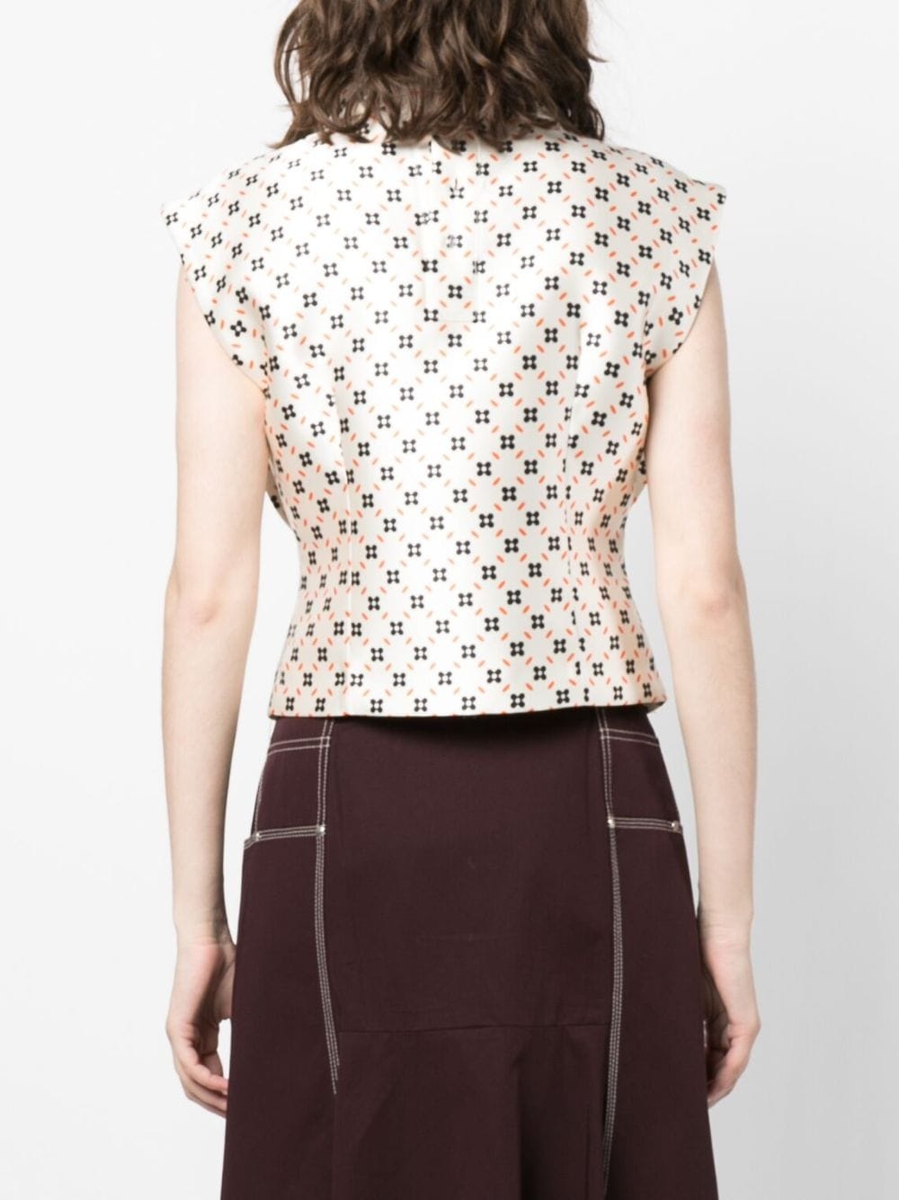 floral-print sleeveless blouse - 4