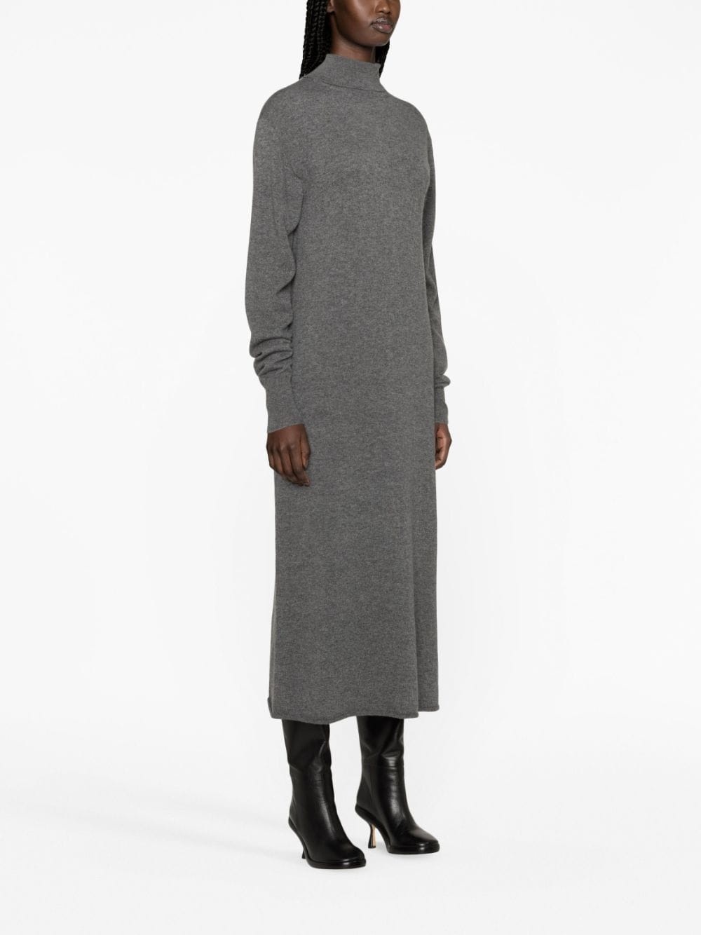 high-neck cashmere knitted dress - 3