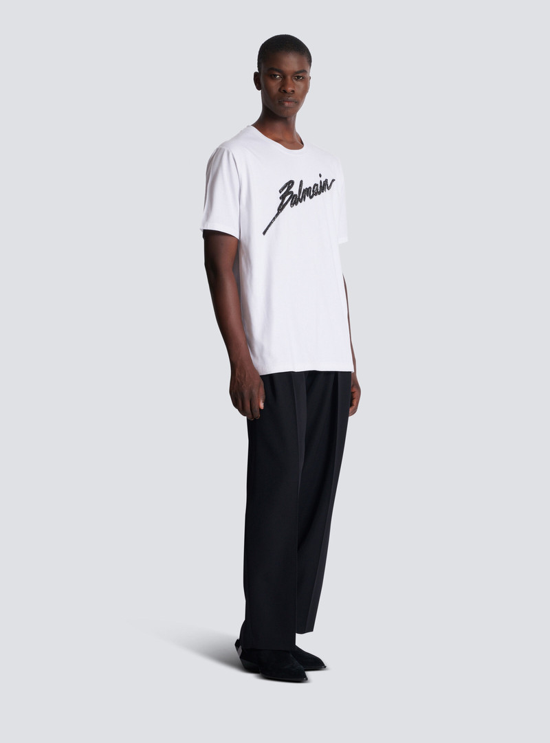 Embroidered Balmain Letter T-shirt 3