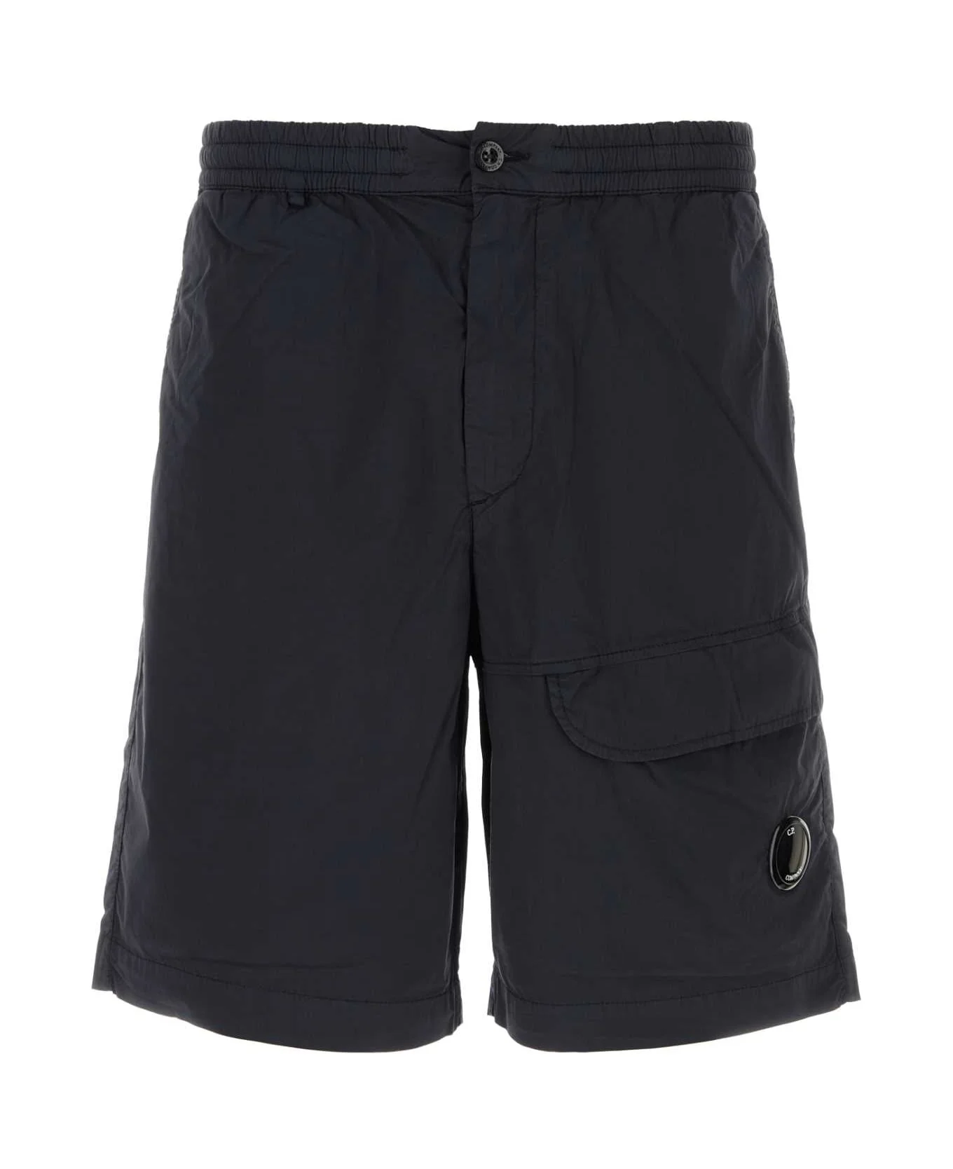 Midnight Blue Stretch Cotton Blend Bermuda Shorts - 1