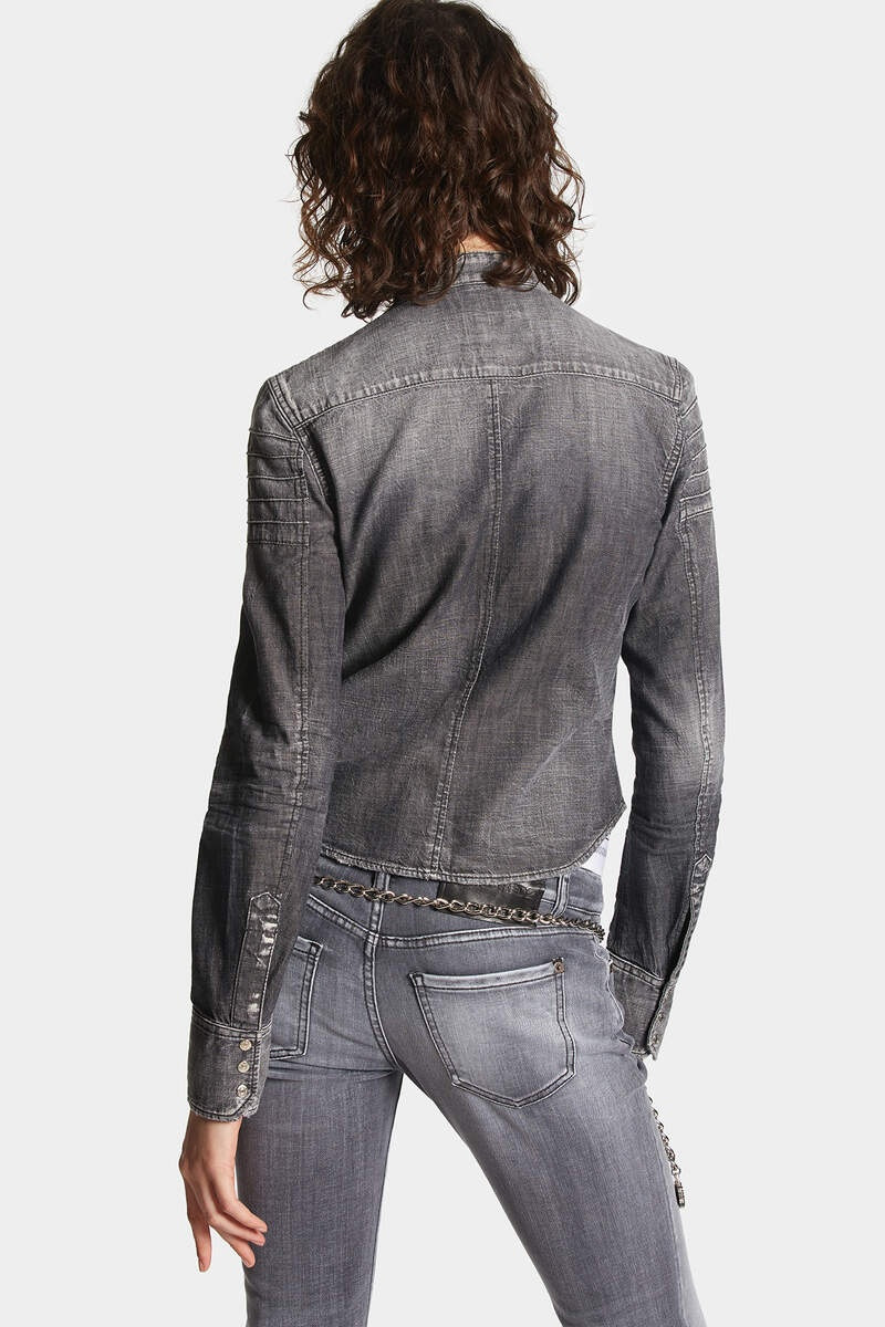 LIGHT GREY WASH WESTERN DENIM SHIRT 4