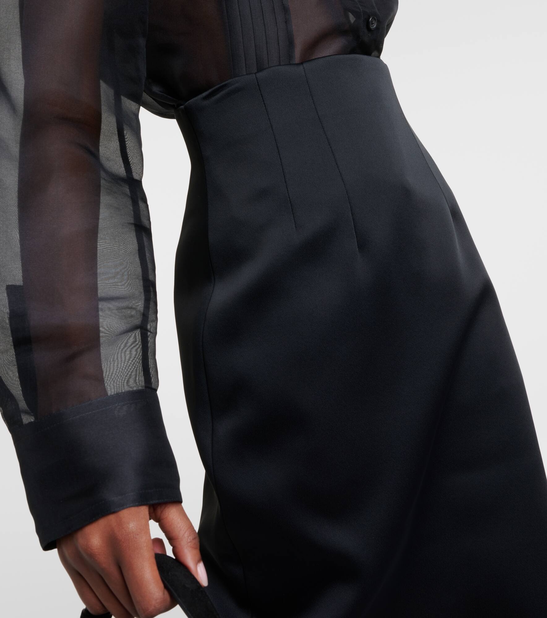 Loxley high-rise satin pencil skirt - 4
