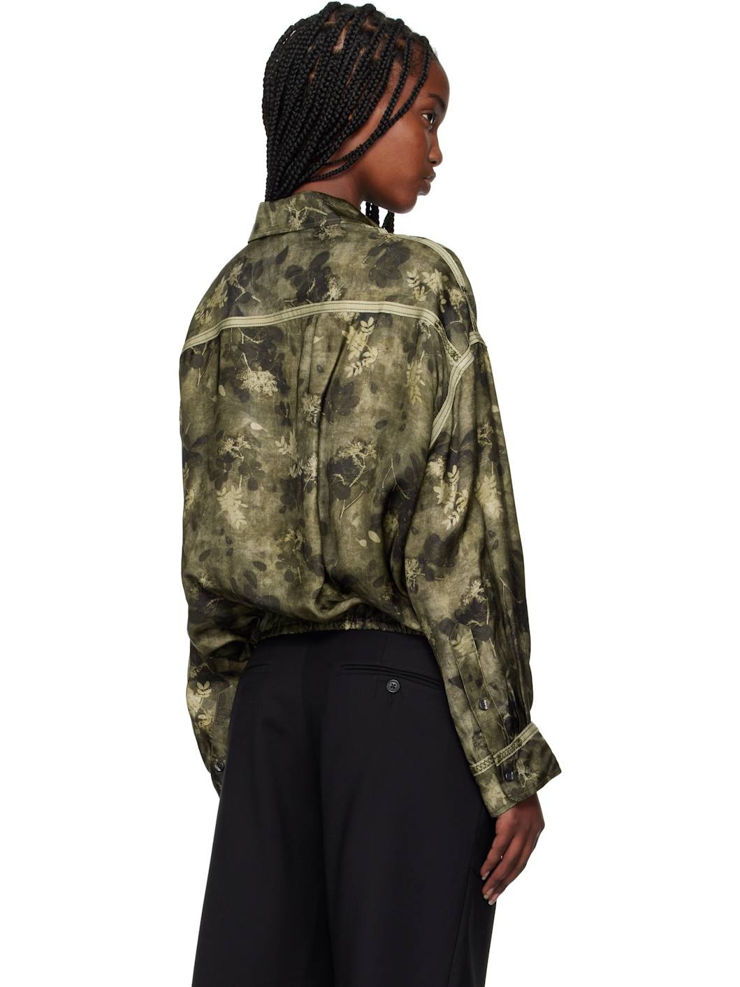 Khaki Taped Crossover Bubble Shirt - 3