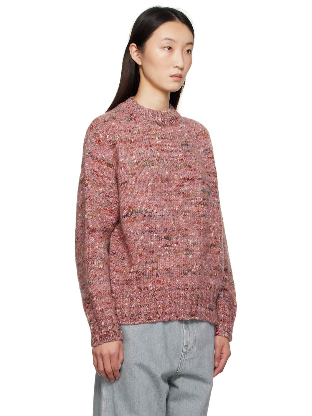 Pink Melange Crewneck Sweater - 2