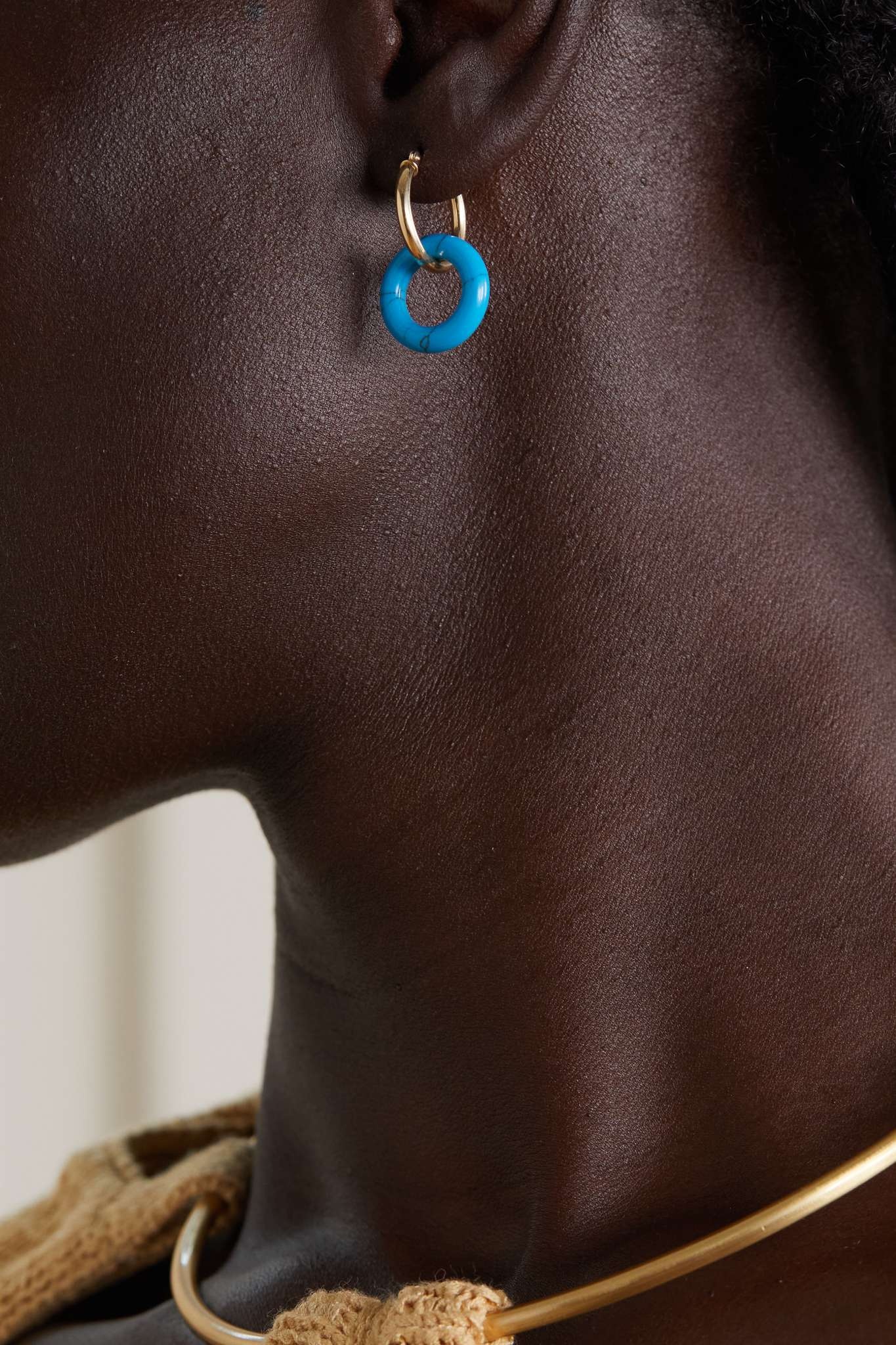 MATEO Donut 14-karat gold lapis lazuli hoop earrings