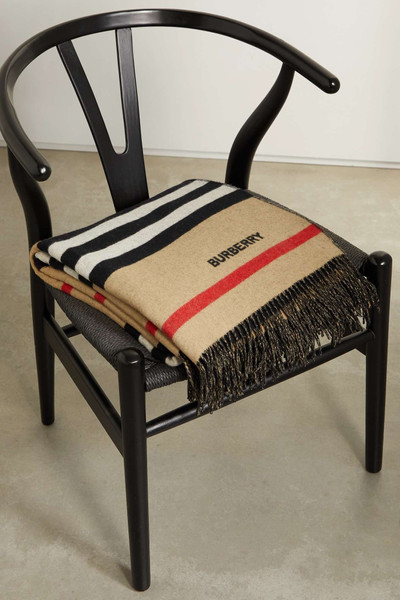 Burberry Fringed striped cashmere blanket outlook