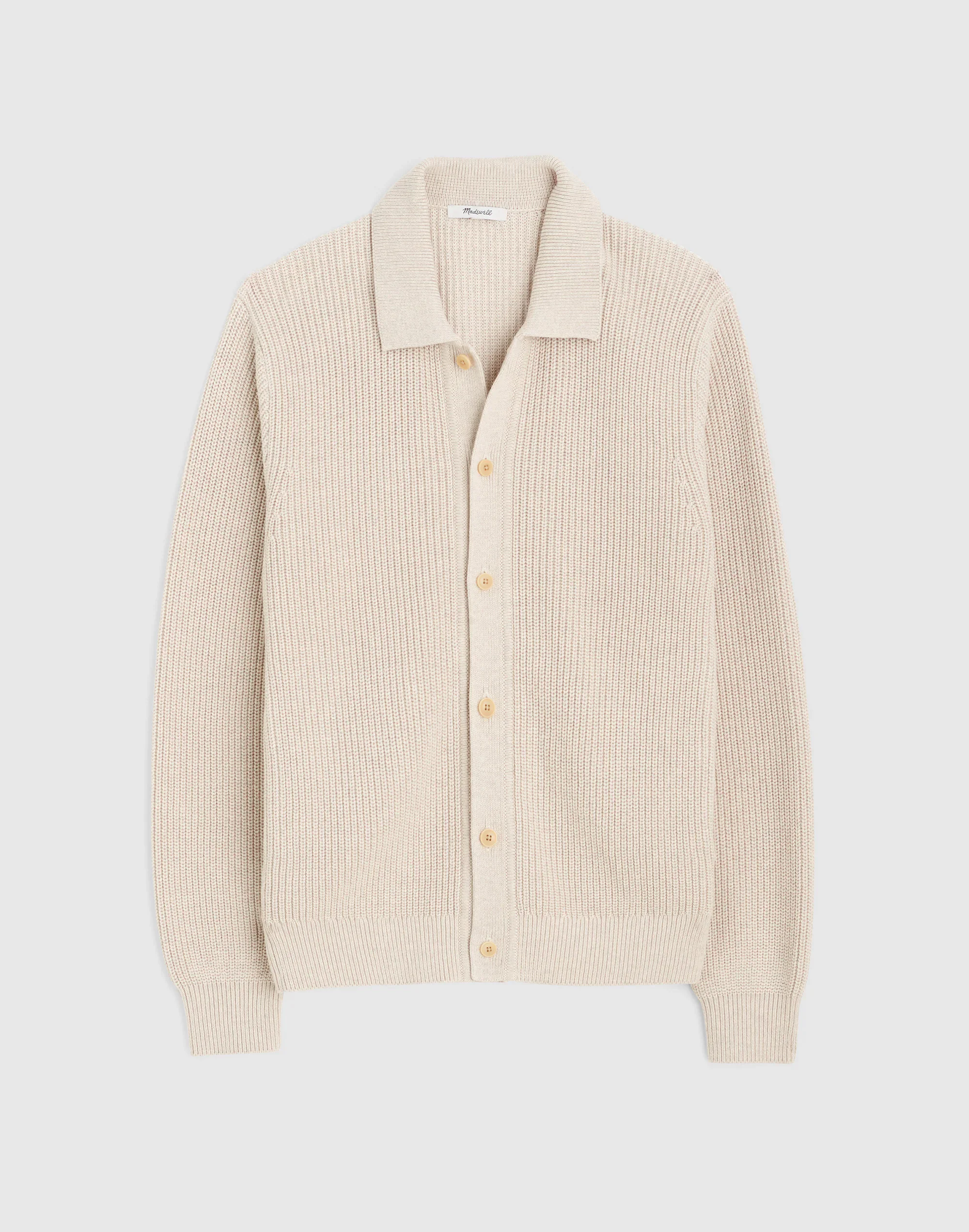 Textured-Stitch Collared Cardigan - 1
