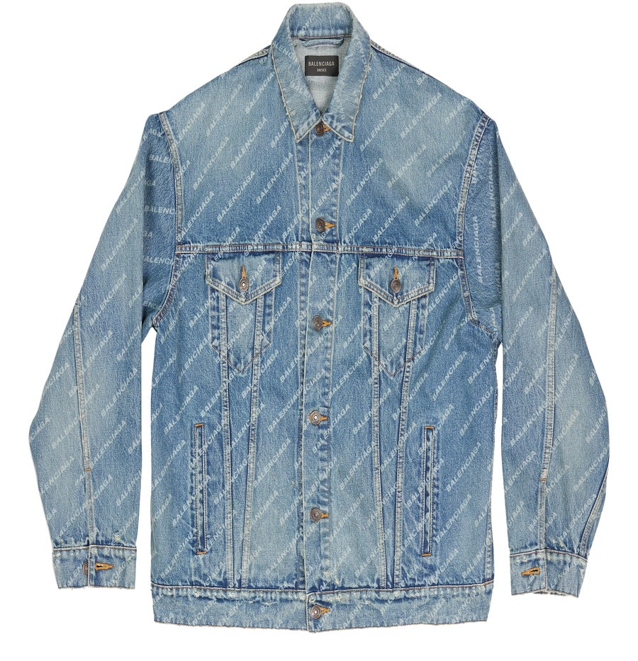 Denim jacket with all over logo - 1