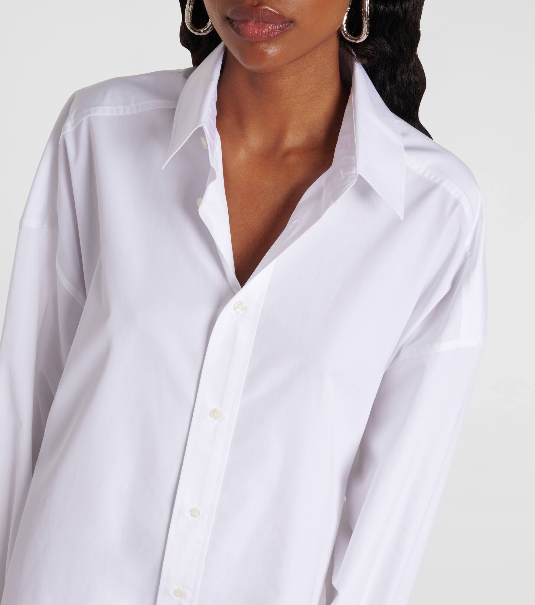 Oversized cotton poplin shirt dress - 4