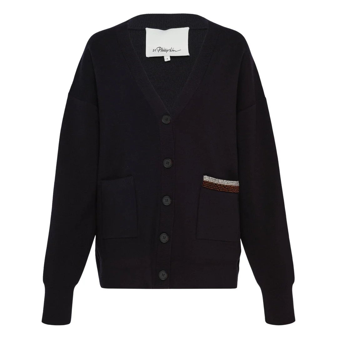 Oversized V-Neck Cardigan - 1