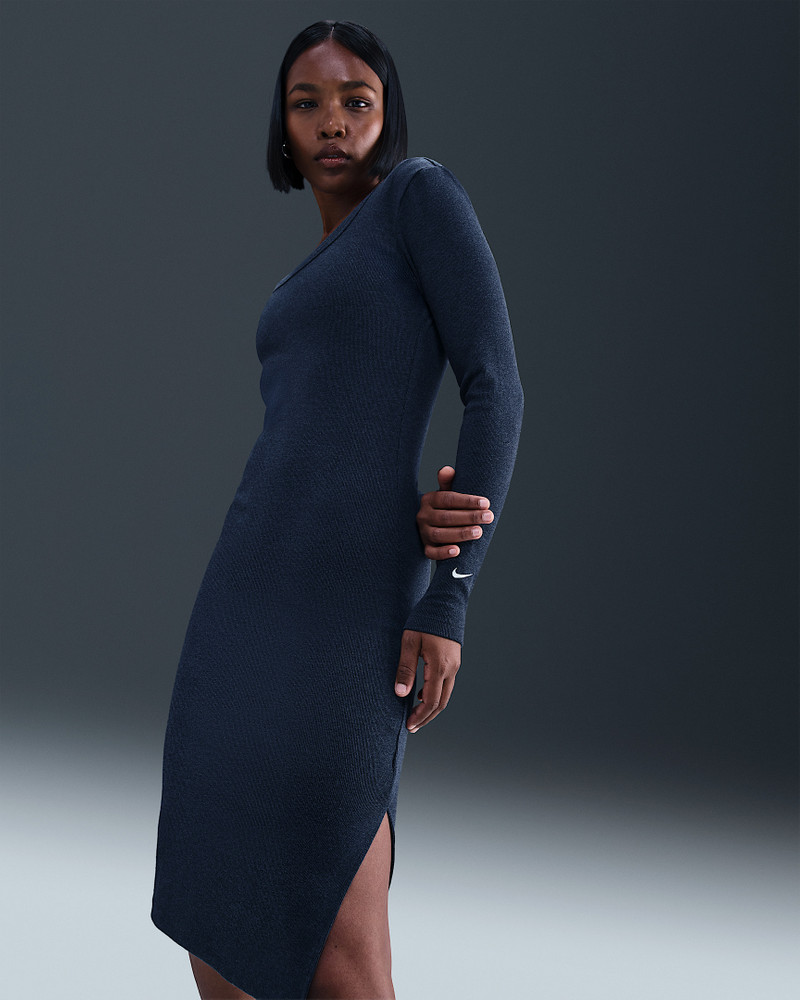 Nike Nike Sportswear Chill Knit Women's Tight Long-Sleeve Midi Mini-Rib Dress outlook
