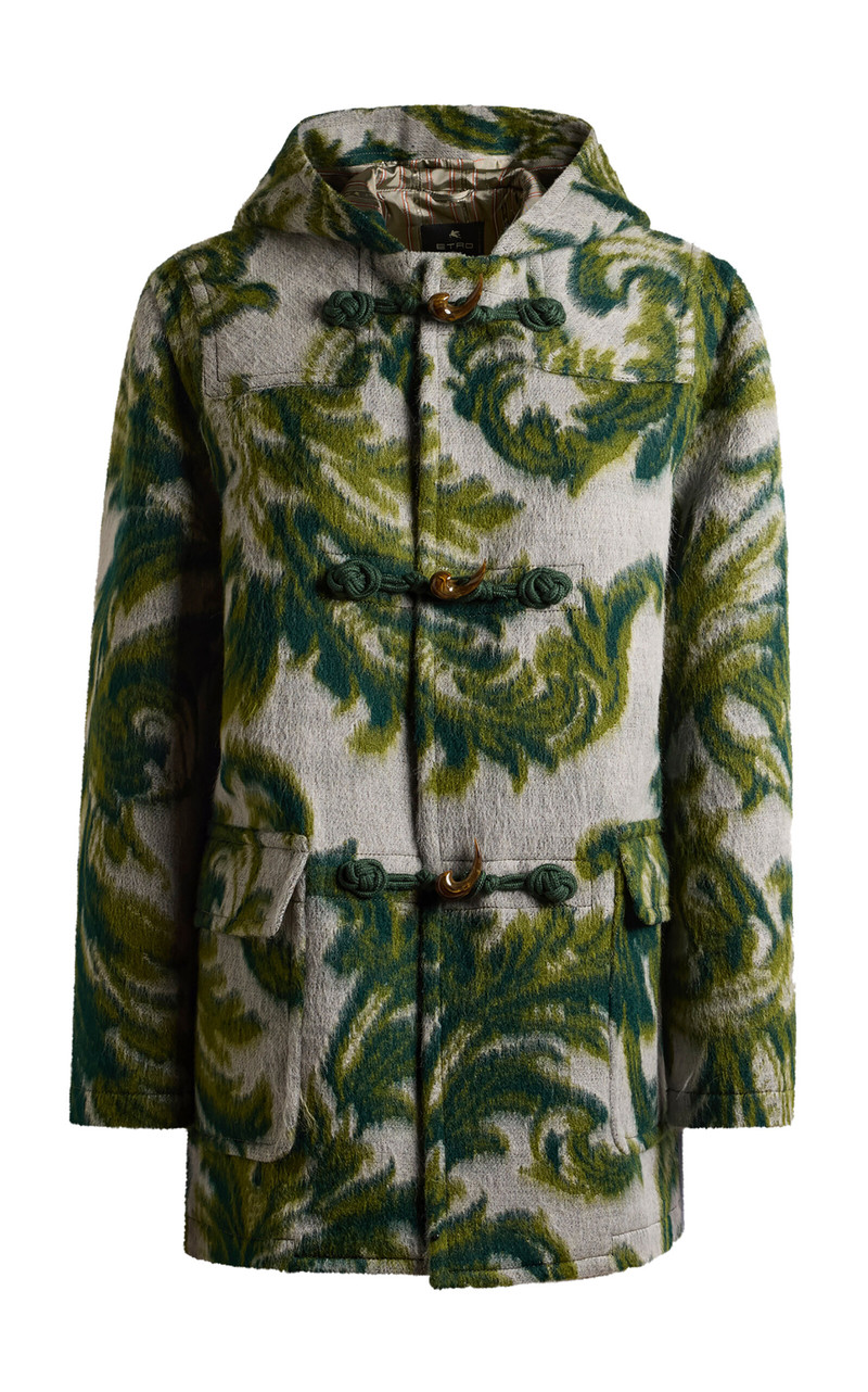 Hooded Wool-Blend Coat green 1