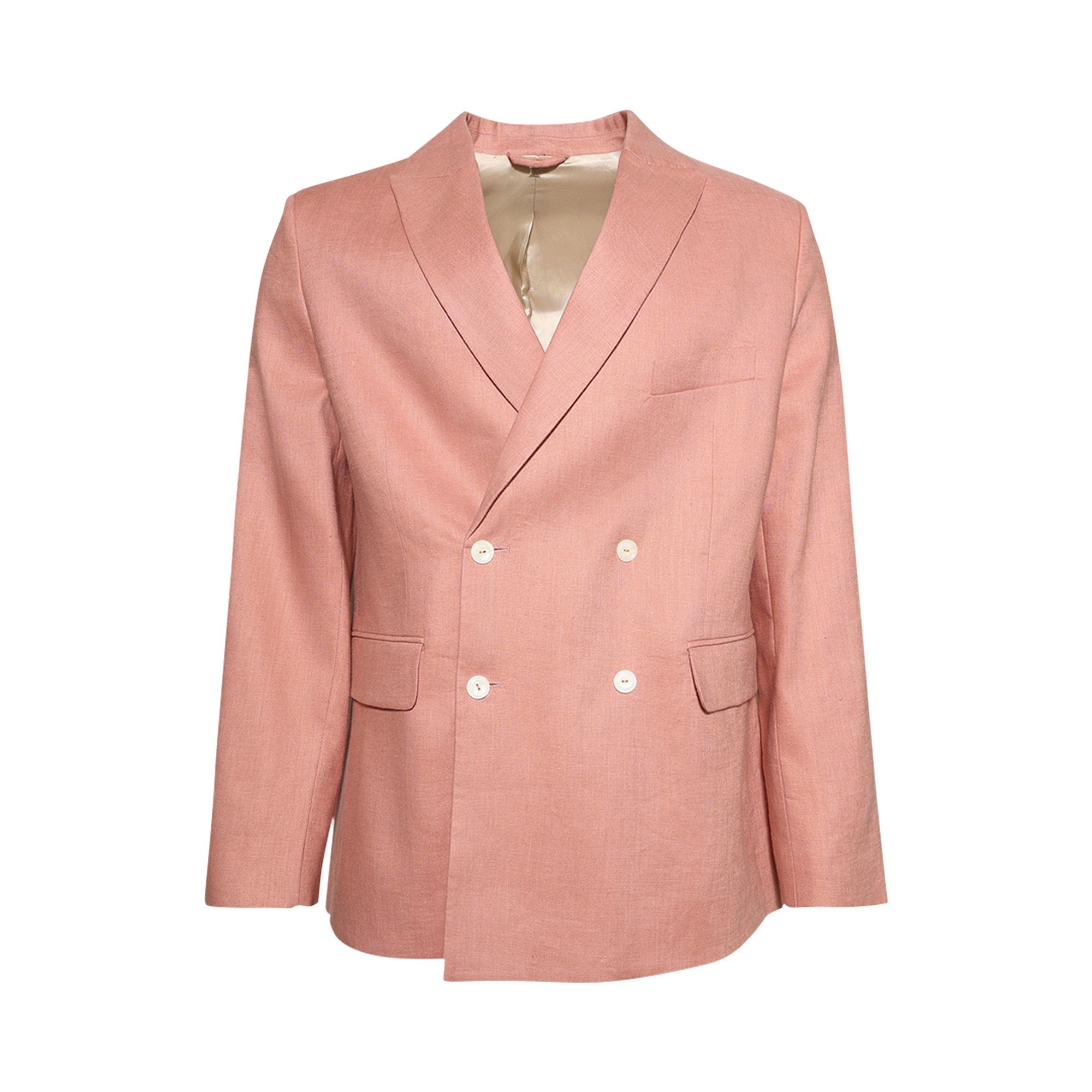 Bode Lightweight Linen Double-Breasted Suit Jacket 'Pink' - 1