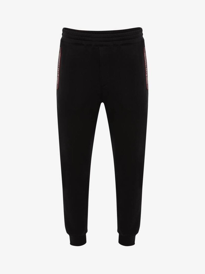 Selvedge Logo Tape Detail Joggers in Black - 1
