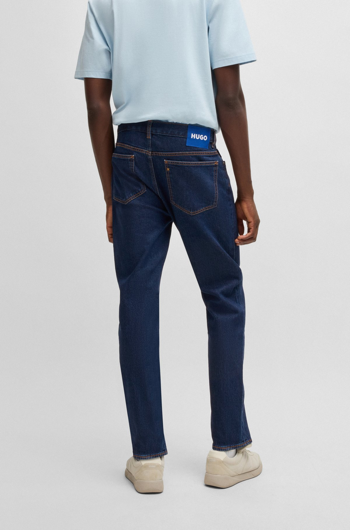 SLIM-FIT JEANS IN DARK-BLUE STRETCH DENIM - 4