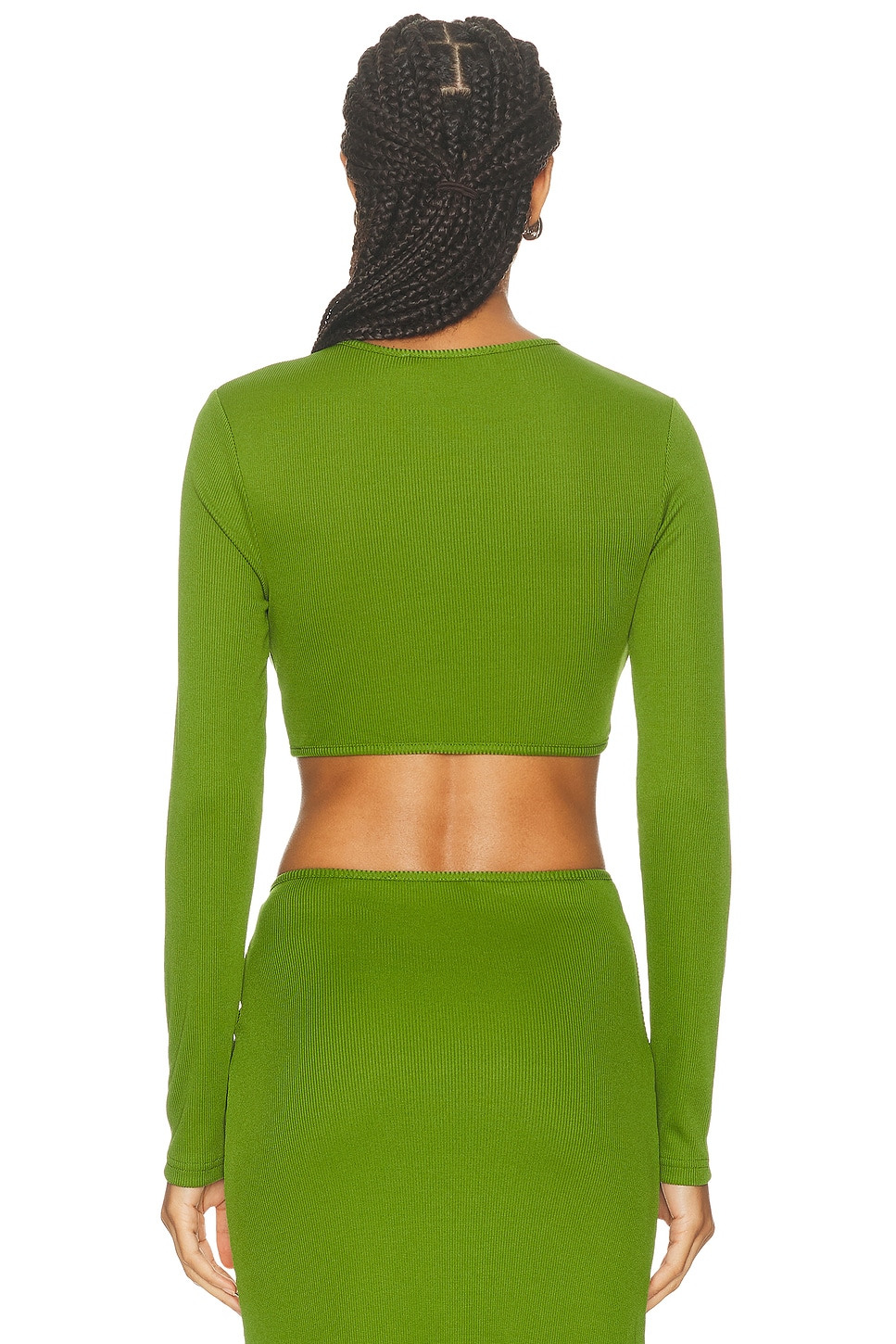 Crystal Pin Long Sleeve Rib Top - 4