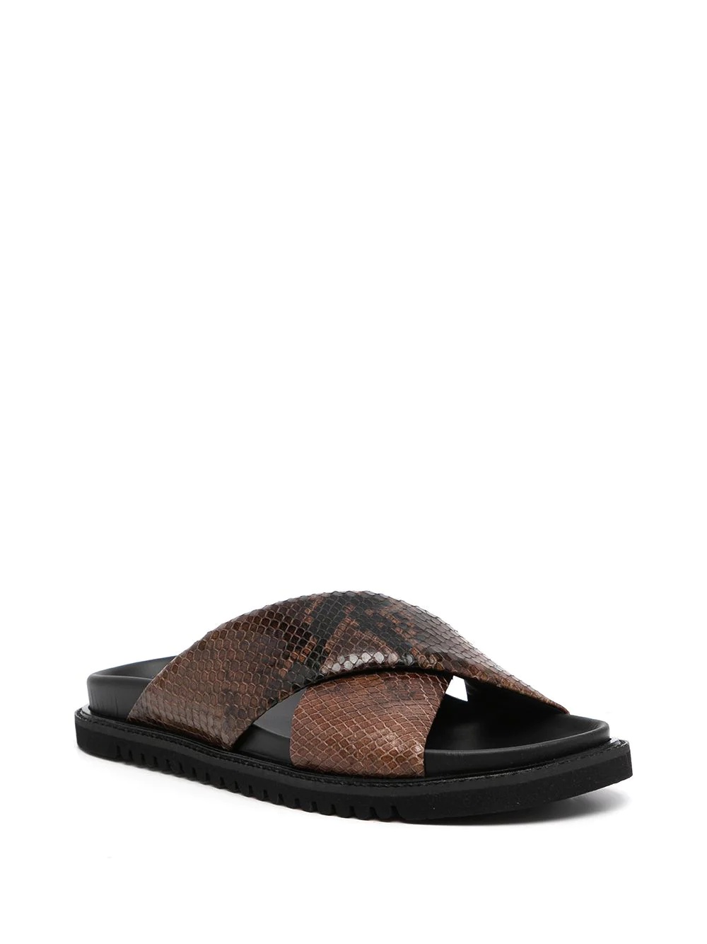 snakeskin effect cross strap sandals - 2