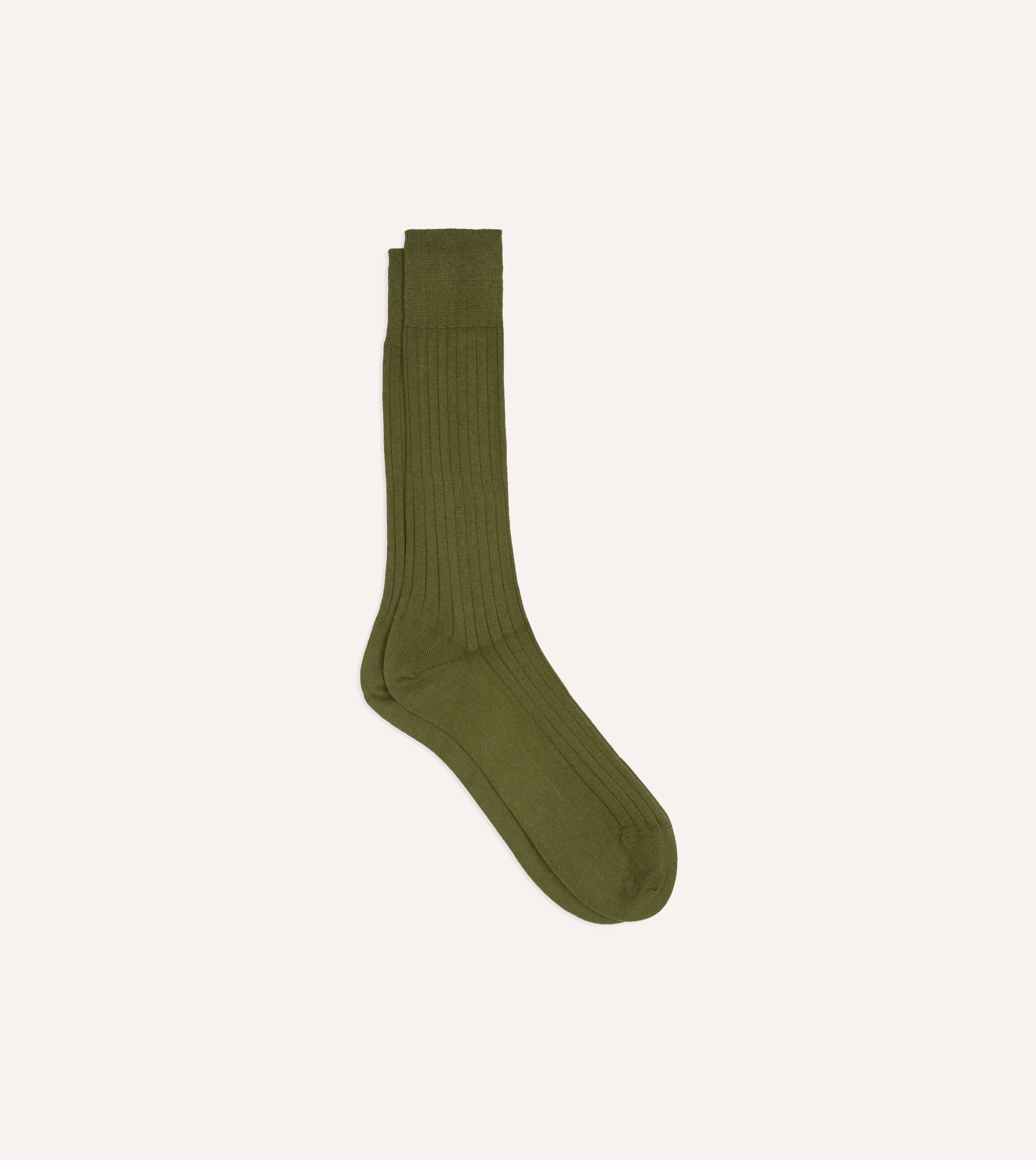 Olive Cotton Mid-Calf Socks - 1