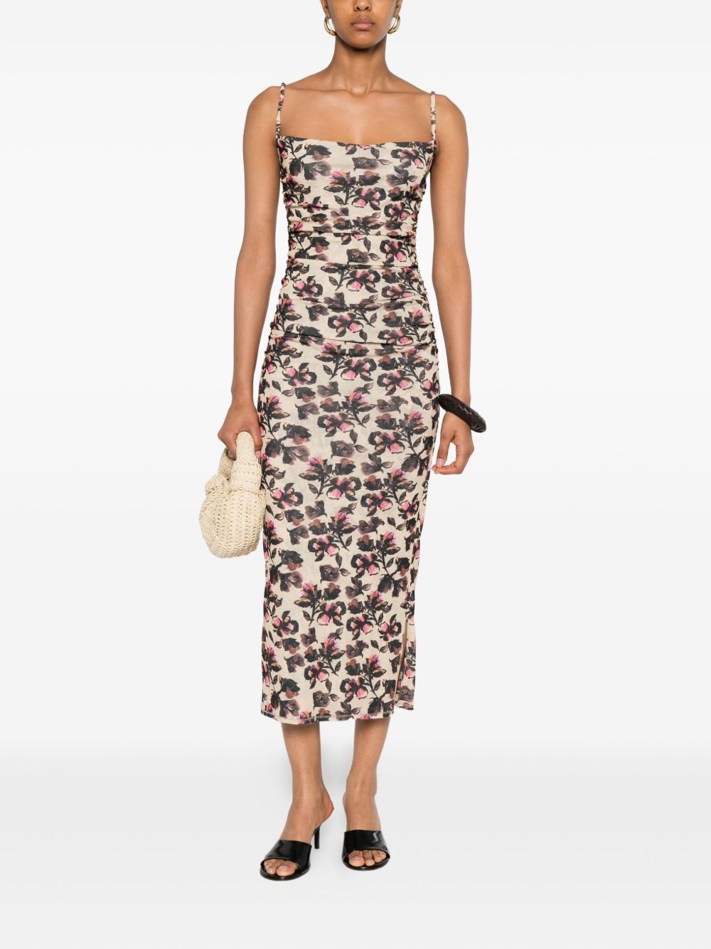 floral-print ruched dress - 2